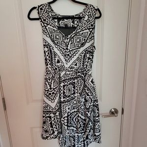 Black and White Geometric / Aztec Print Dress
